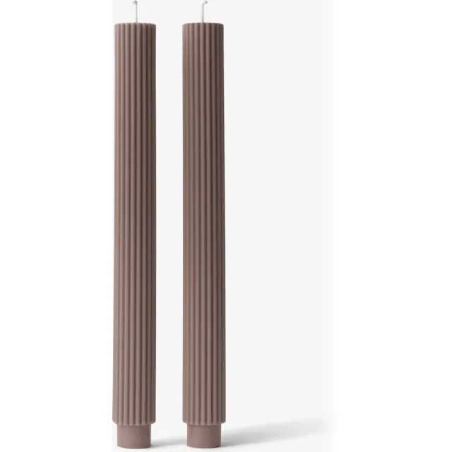 Goux.nl Ribbelkaars Trufflerose | Diner kaarsen | Dinerkaarsen | Kaarsen | Tafelkaarsen | Set van 2 stuks | Kandelaar kaarsen Truffel