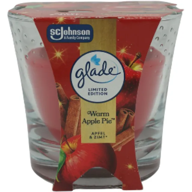 Glade Kerst Geurkaars in Glas - Warm Apple Pie - Glade | 1x 112g - Wintergeur Kaars in Glas - Brandduur: tot 30 uur Rood