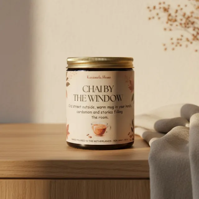 Karamela Kaarsen Karamela Home Chai by the Window - Geurkaars - Sojawas - Pumpkin Spice - 180 g wit