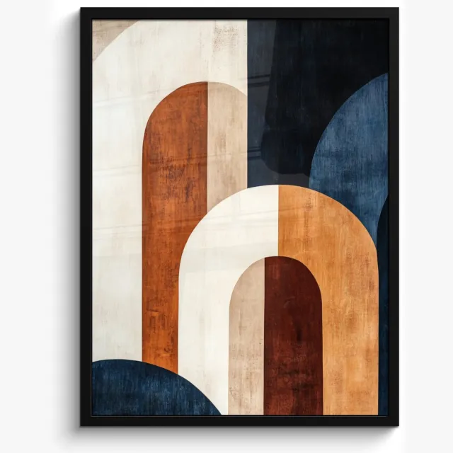 FrameYourWall Poster in lijst - Fotolijst 50x70 cm - Posters - Abstract - Vormen - Donkerblauw - Posterlijst zwart - Decoratie - Wanddecoratie woonkamer - Muurdecoratie slaapkamer