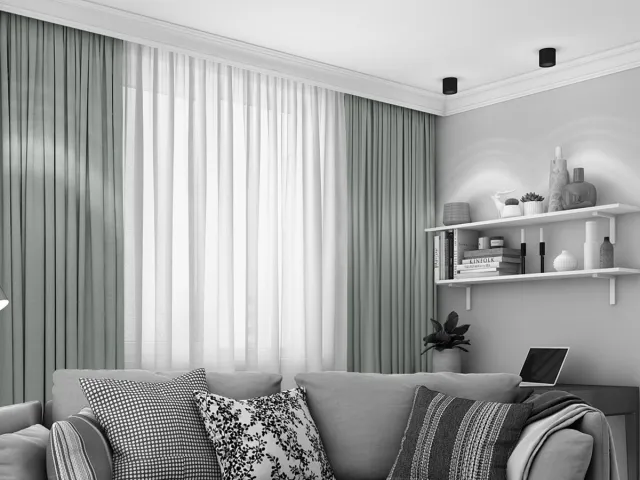 maroyathome LEMONI - Gordijn - Verduisterend - met Plooiband - kant en klaar - 145 x 180 cm - 145 cm breedte en 180 cm lengte - Licht Grijs Groen - 1 Stuk