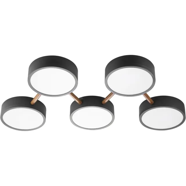 Globo LED plafondlamp dimbaar ronde LED dimbare lamp slaapkamer modern, houtlook zwart, 25W 3400Lm warm wit, L 74 cm