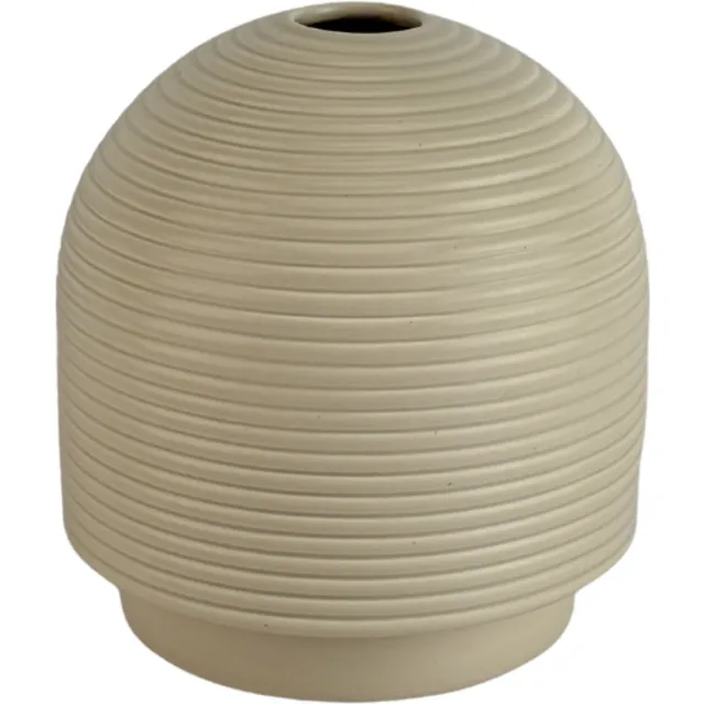 XLBoom Nova Small Cream - Keramische design vaas (Ø 20 cm) - Verkrijgbaar in Cream & Mocha - Ribbelstructuur geïnspireerd op traditionele coil pottery