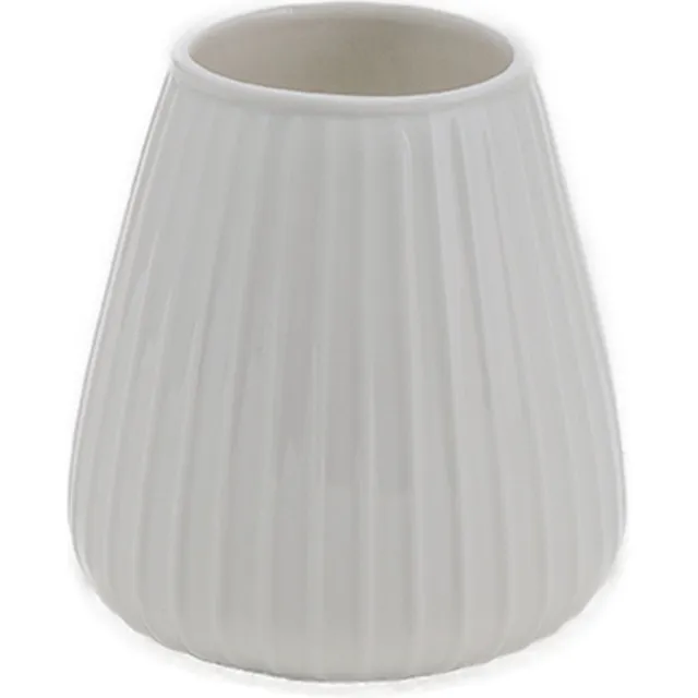 XLBoom DIM vaas Stripe Small Cream – 17 x 17 x 17 cm - Mondgeblazen keramieken vaas in een zachte crème kleur – Vaatwasbestendige vaas, design voor in huis – Artistieke woondecoratie van keramiek