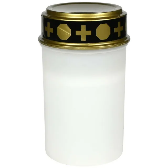 Benson Grafkaars/gedenklicht - LED licht - wit - waterbestendig - op batterijen - D6,5 x 12 cm