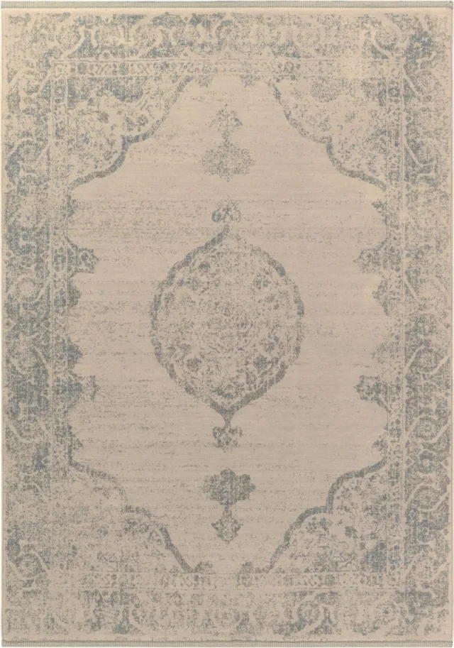 OSTA Djobie – Vloerkleed – Tapijt – geweven – wol – eco – duurzaam - modern - landelijk - Beige/Blauw – 170x235
