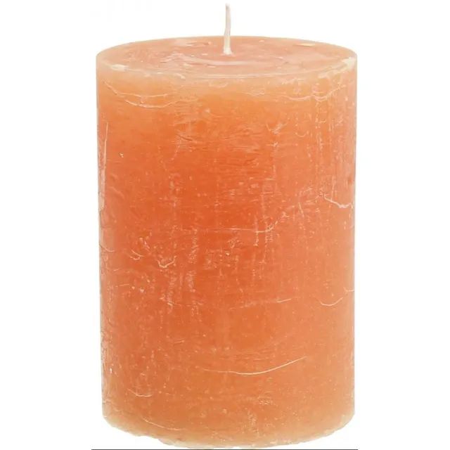 Viana Effen gekleurde kaarsen Oranje Peach stompkaarsen 85×120mm 2st, 2 Stüc