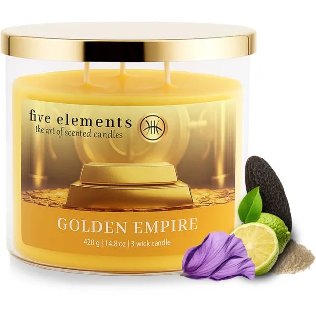 Five Elements Pr Geurkaars Five Elements Golden Empire, 420 g, 3 lonten geel