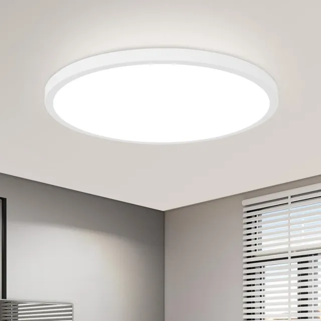 NETTLIFE LED Plafondlamp - rond - wit - 30cm platte badkamerlamp - 6000K Koel wit licht slaapkamerlamp - 24W keukenlamp - IP44 badkamerlamp - voor keuken | hal | Woonkamer