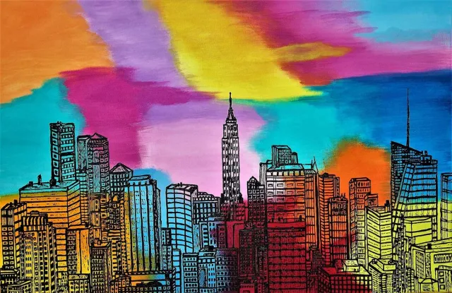 Passion For Art View on New York - Poster - 40 x 50 cm blauw