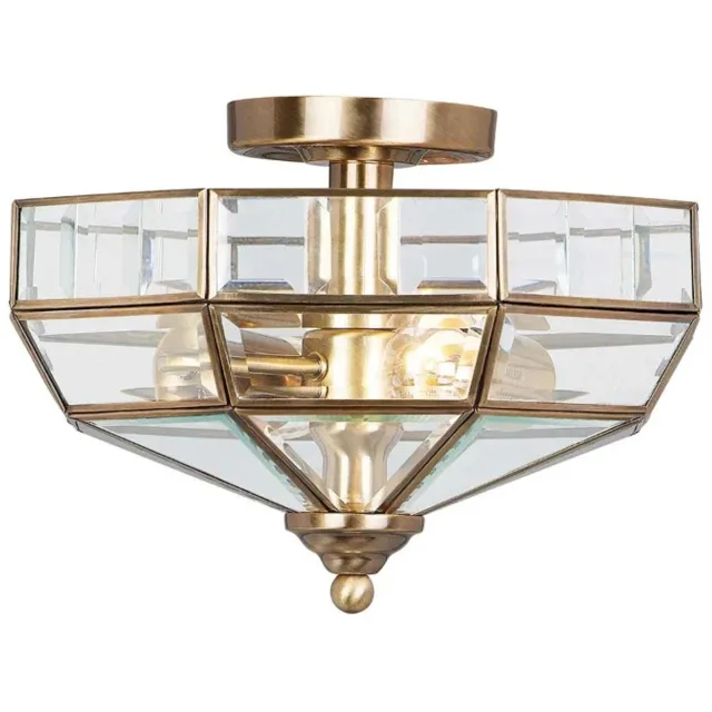 Elstead Lighting LED Plafondlamp Old Park | 2X E27 Max 60W | Dimbaar | Antique Brass Geen
