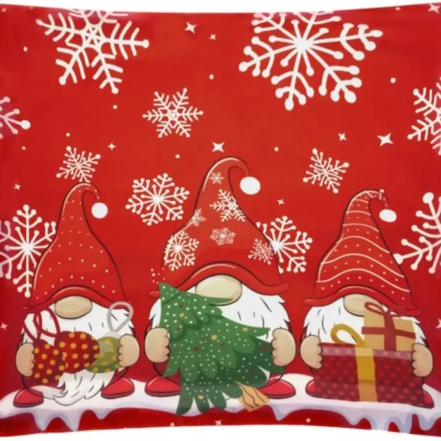 Ruhhy Decoratieve Kerstkussensloop 45x45cm - Vrolijk Kaboutermotief Rood
