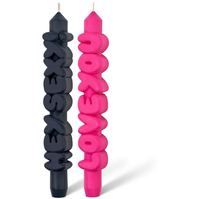 CandleHand 3D kaars set - Love you + Hey sexy zwart