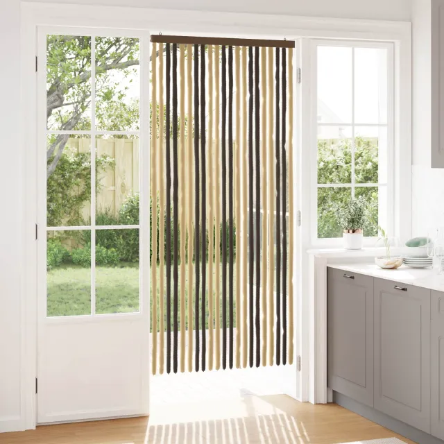 vidaXL Insecten Gordijn Chenille Donkerbruin, Beige 90 x 200 cm