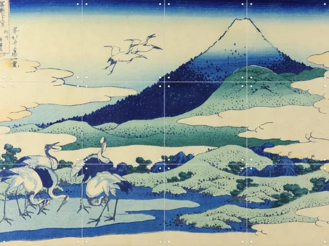 IXXI Thirty-Six Views of Mount Fuji, Katsushika Hokusai & Victoria and Albert Museum - 80 x 60 cm - Grote wanddecoratie en posters - Klassiek Blauw