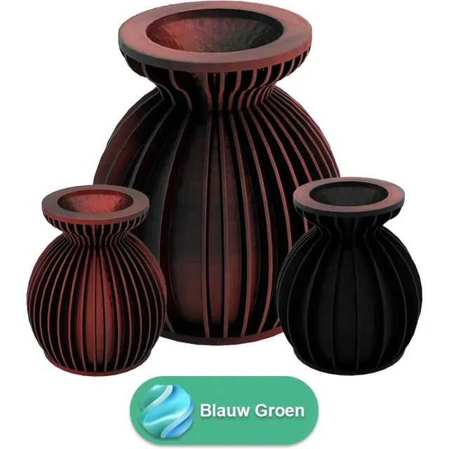 Lovora Elin moderne vaas – Decoratieve vaas - Blauw / Groen - 3d geprinte vaas – geschikt voor droogbloemen - 34CM
