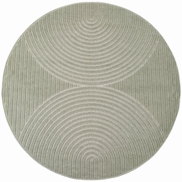 Ayyildiz Japandi-stijl binnen- en buitentapijt Nova (groen 1201) - ⌀ 200 cm