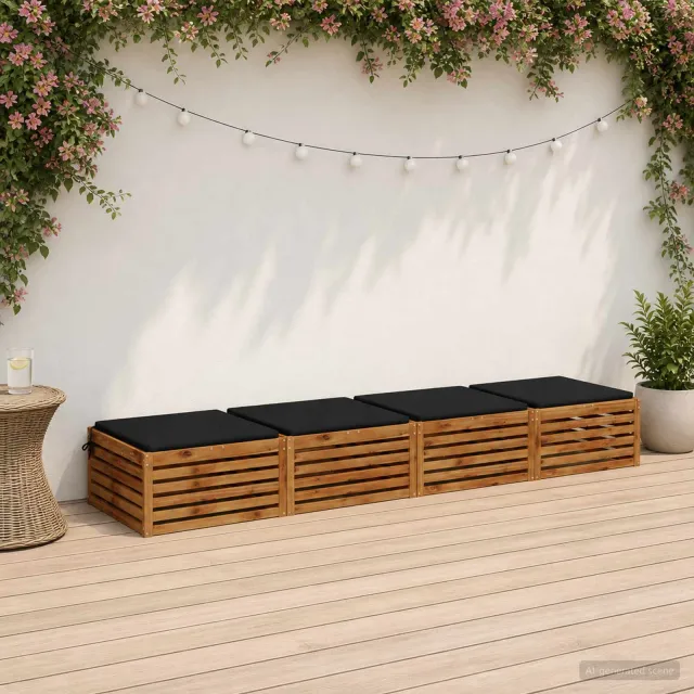 vidaXL Zitkussens SOEST 4 st 100% Polyester Zwart 70 x 70 x 3 cm