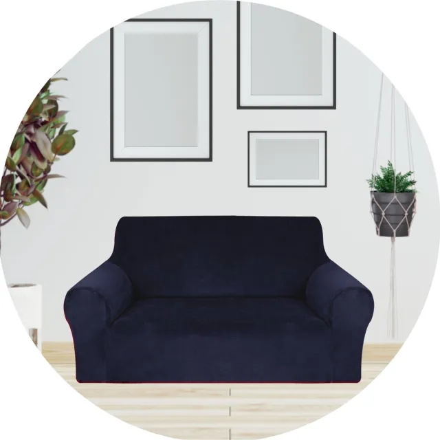 Hilvard Bankhoes 2 zitsbanken - (145 - 175 cm) - Donkerblauw - Velvet - Stretch - Bankbeschermer - Meubelhoes - Tegen beschadigingen en vlekken - Zetelhoes - Zetelovertrek
