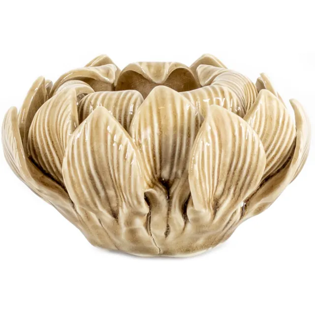 homebound by ky Waxinehouder keramiek petals beige Geel
