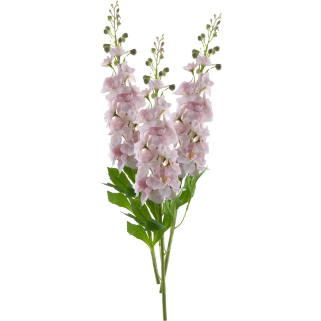 Bellatio Design Kunstbloem bloesemtak ridderspoor - 3x - 87 cm - licht roze - kunst zijdebloemen - bloesem tak Lichtroze