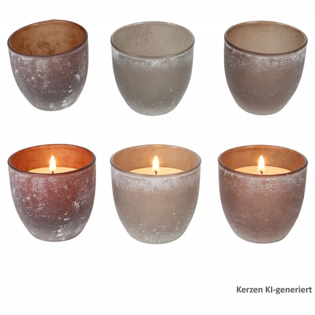MamboCat B. Samata 6-delige set theelichthouders van glas, elk 2x beige, bruin en grijs – 2054771 veelkleurig