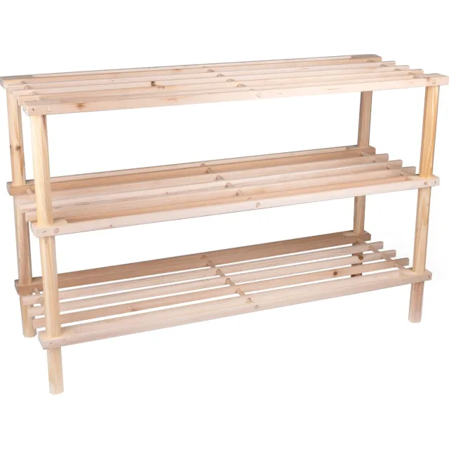 Alpina Schoenenrek - 3-Laags Schoenenbank - Hout - 74 x 26 x 48,5 CM - Tot 10 Paar Schoenen Bruin