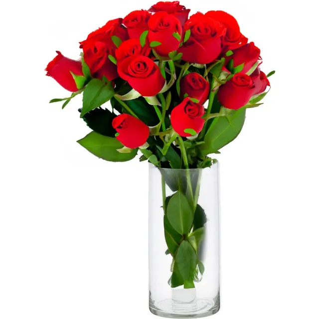 Cepewa Bloemenvaas Cylinder - helder transparant - glas - 15 x 30 cm - hand geblazen glas