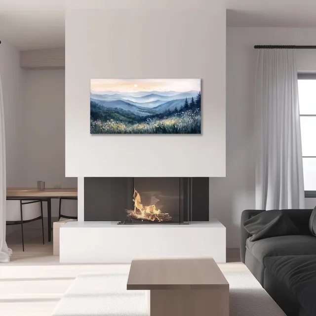 Unyqoos Verbluffende Cyan Aquarel Canvas Kunst voor Diverse Binnenruimtes en Stijlen kleurrijk