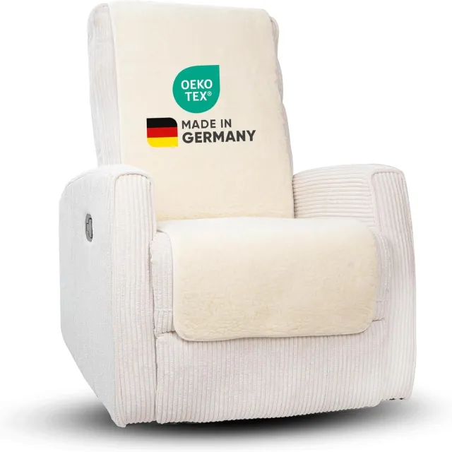 Novaliv fauteuilhoes voor natuurlijke relaxfauteuils - universele fauteuilhoes zonder armleuningen - beschermende fauteuilhoes van scheerwol - fauteuilhoes voor relaxfauteuils, fauteuilkussen, fauteuilhoes zonder armleuningen Beige