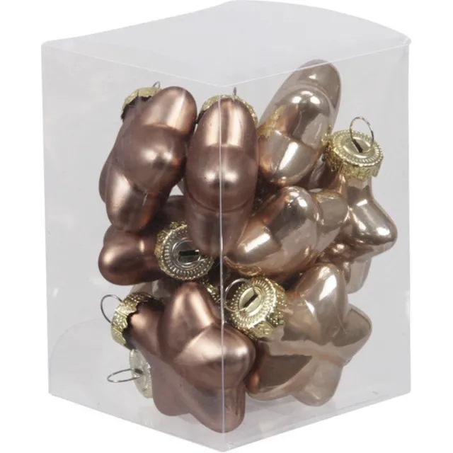 Othmar Decorations Kerstornamenten - sterren - 12x st - ginger bruin - 4 cm - glas - kerstversiering