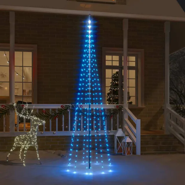 vidaXL Vlaggenmast kerstboom 310 LED's blauw 300 cm Wit