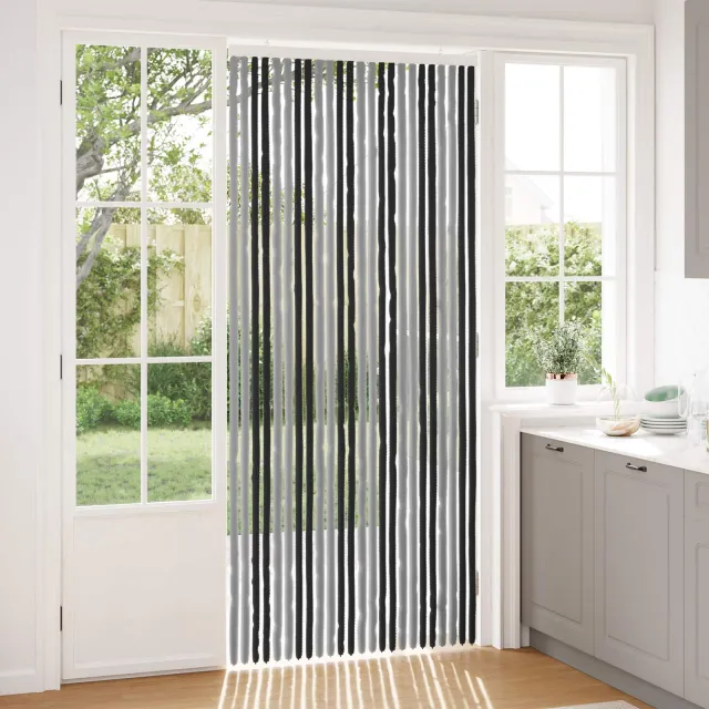 vidaXL Insecten Gordijn Chenille Grijs en zwart 100 x 230 cm 100% PP