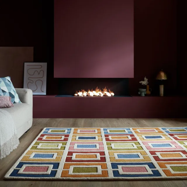 flycarpets Wollen vloerkleed - Retro Blocks Kleurrijk 160 x 230 cm Multi