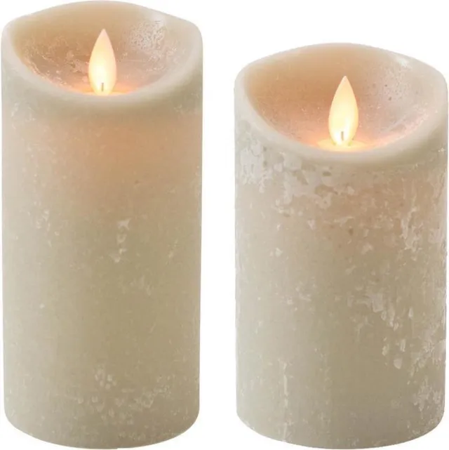 Anna's Collection Set van 2x stuks Taupe bruine Led kaarsen met bewegende vlam - 12.5 en 15 cm - Sfeer stompkaarsen voor binnen