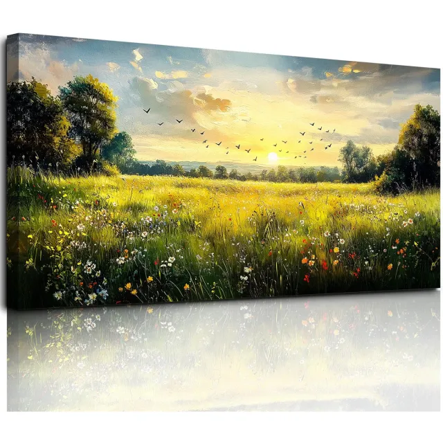 Unyqoos Schitterende Canvas Wandkunst voor Elke Ruimte - Landschap en Esthetiek in Moderne Stijl groen