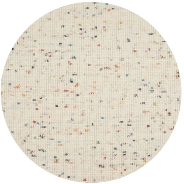 DÉJA Living Vloerkleed Rond Ø240cm - Laagpolig Wit Multi Wol - Bela