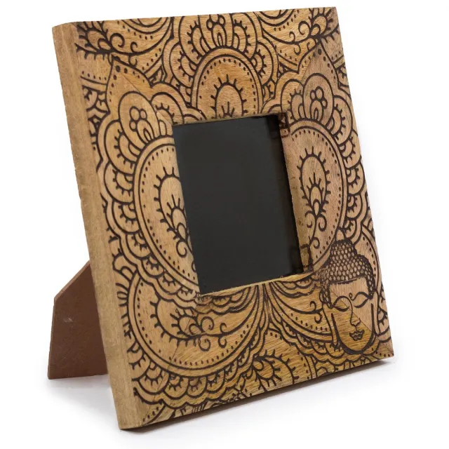 Ancient Wisdom Fotolijst - Kleine fotolijst van mangohout 10x15 cm met mandala-patroon - foto lijst - wanddecoratie - interieur - kunst - cadeau multicolor