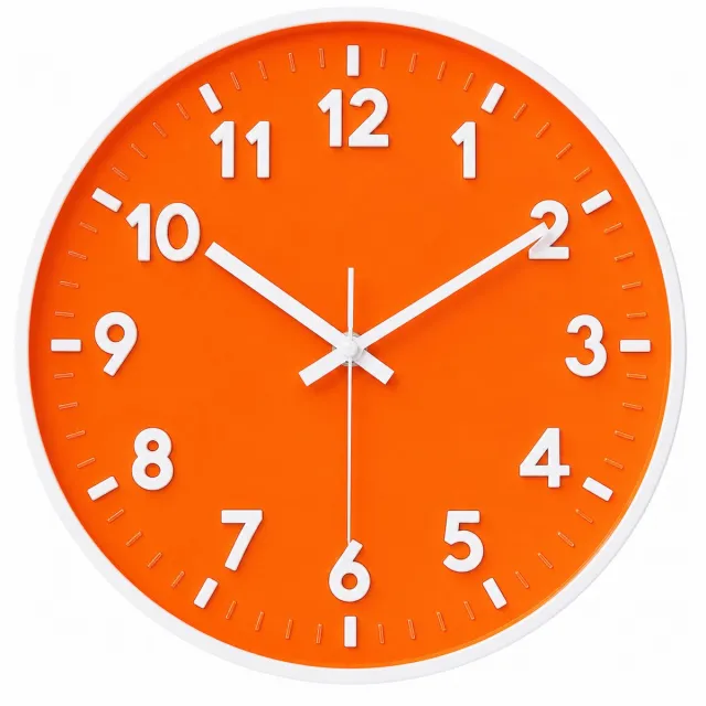 JustValue Wandklok Modern - Ø 25 cm - Stil Uurwerk - Klok Analoog - Oranje