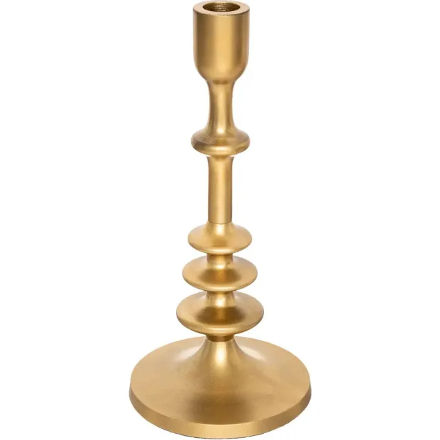 Atmosphera kaarsen kandelaar - decoratief metaal - dinerkaarsen - goud - D12 x H26 cm
