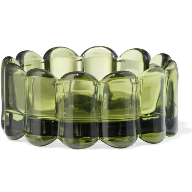 HEMA Kaarsonderzetter ⌀10cm glas ribbel groen (groen)