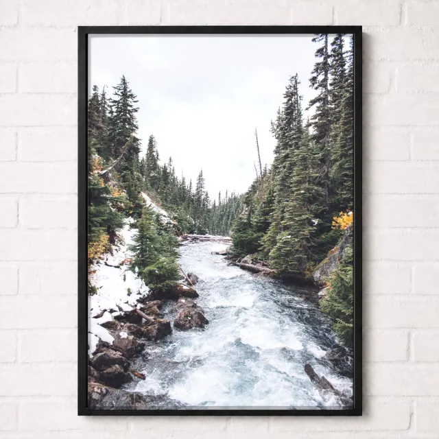 Kleurmedia Bergbeek in het Naaldbos Poster - Mountain Water Collection - Natuur Posters - A1+ 61 x 91,5 cm Blauw