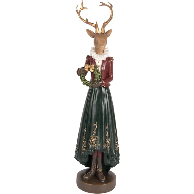 Clayre & Eef Decoratie Beeld Hert 9x8x37 cm Bruin Kunststof