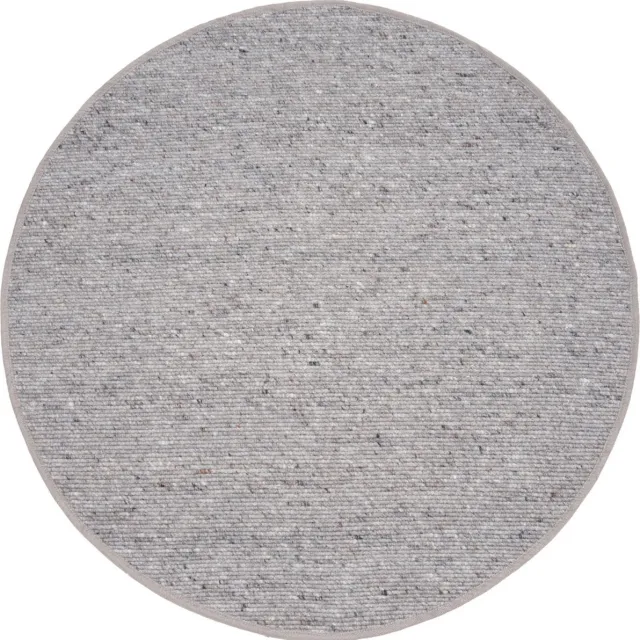 Veer Carpets Vloerkleed Scott Taupe Rond ø160 cm - Wol Platgeweven Vloerkleed – Japandi / Tijdloos Modern Design Grijs
