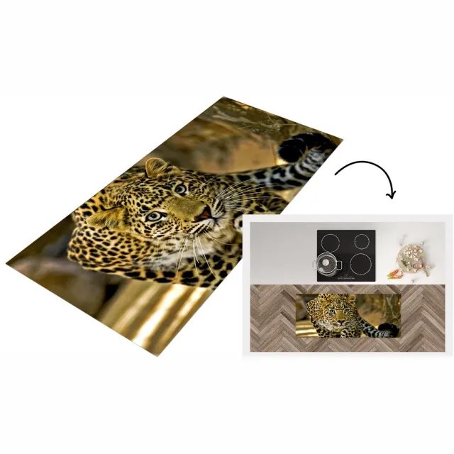 KitchenYeah Keukenloper - Loper keuken - Luipaard - Roofdier - Portret - Keukenloper vinyl Multicolor