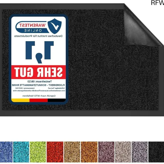 RFWR Wasbare Schoonloopmat met Antislip Achterkant - Effectieve Deurmat Verkrijgbaar in Meerdere Maten en Kleuren Zwart
