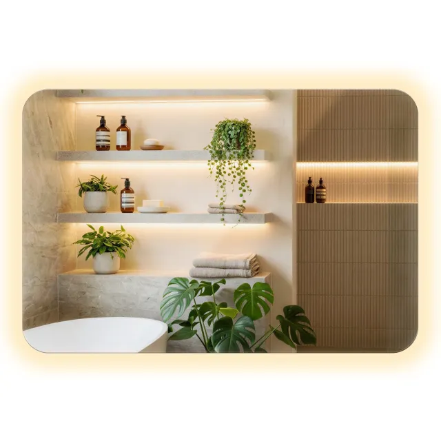 Coloray LED Spiegel - Rechthoekige Spiegel met Verlichting - 40 x 60 cm - LED Badkamerspiegel - Afgeronde Spiegel - Warm Wit 3000K - Wandspiegel LED - Decoratieve Spiegel