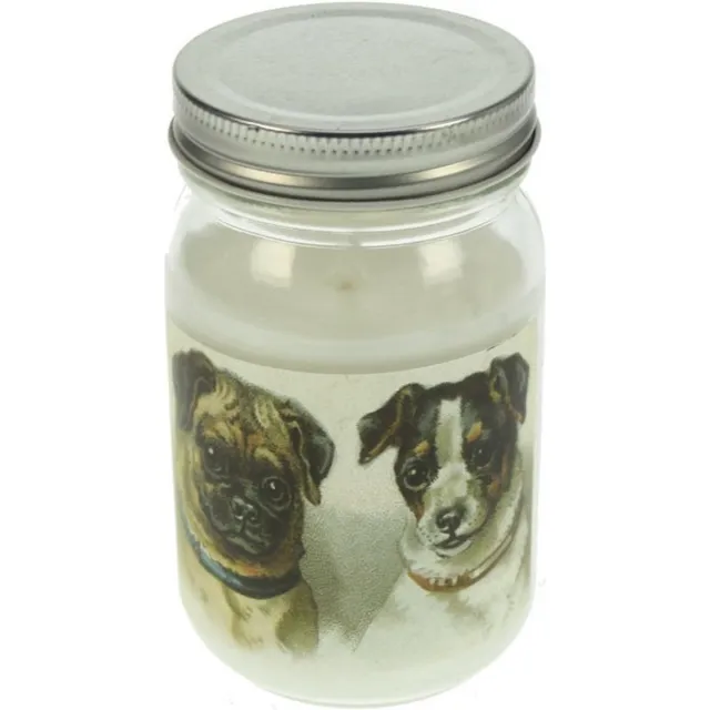 Meander Glazenpot Kaars deks. metaal, Honden Ø7x13,5cm lavendel Zie foto