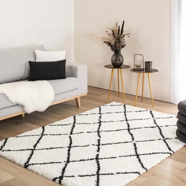 Boho&me Berber vloerkleed - Artisan wit/zwart 120x170