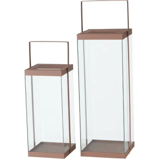 Dulaire Lantaarn Modern Roze Groot Metaal/Glas 2 st. - 72 cm